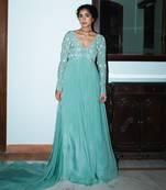 Dark mint jaal scallop anarkali