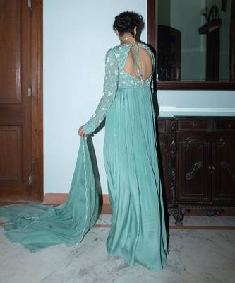 Dark mint jaal scallop anarkali 4