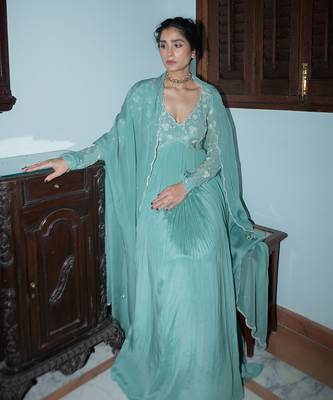 Dark mint jaal scallop anarkali 5