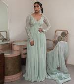Light mint jaal scallop anarkali