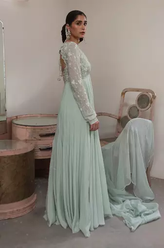 Light mint jaal scallop anarkali