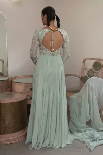 Light mint jaal scallop anarkali