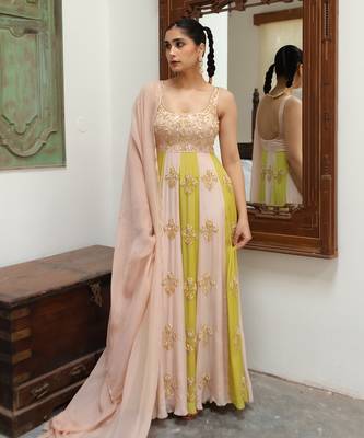 Light baby pink anarkali 2