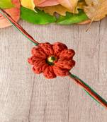 C-Knits Crochet handmade ecofriendly flower Kids Rakhi - Orange (CTRI-14-001)