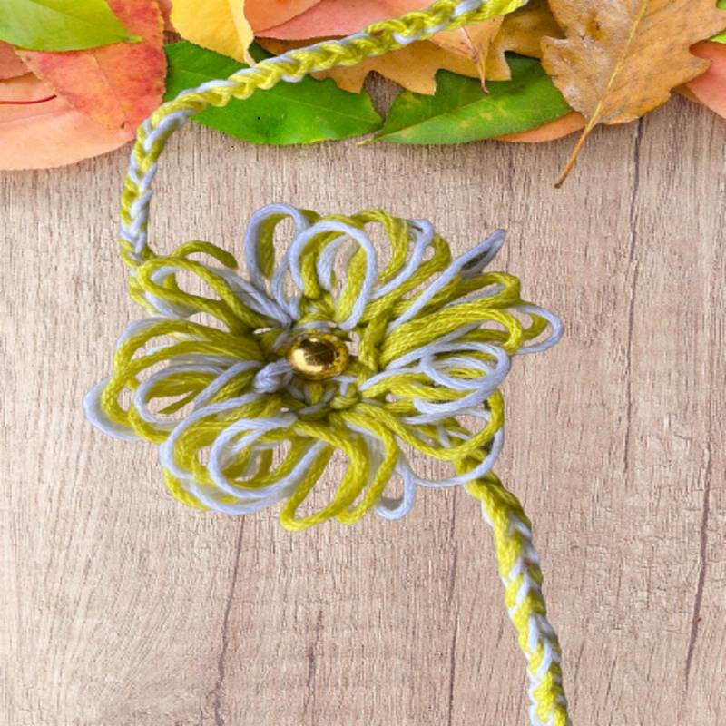 C-Knits Crochet handmade ecofriendly flower Kids Rakhi - Yellow (CTRI-18-001)