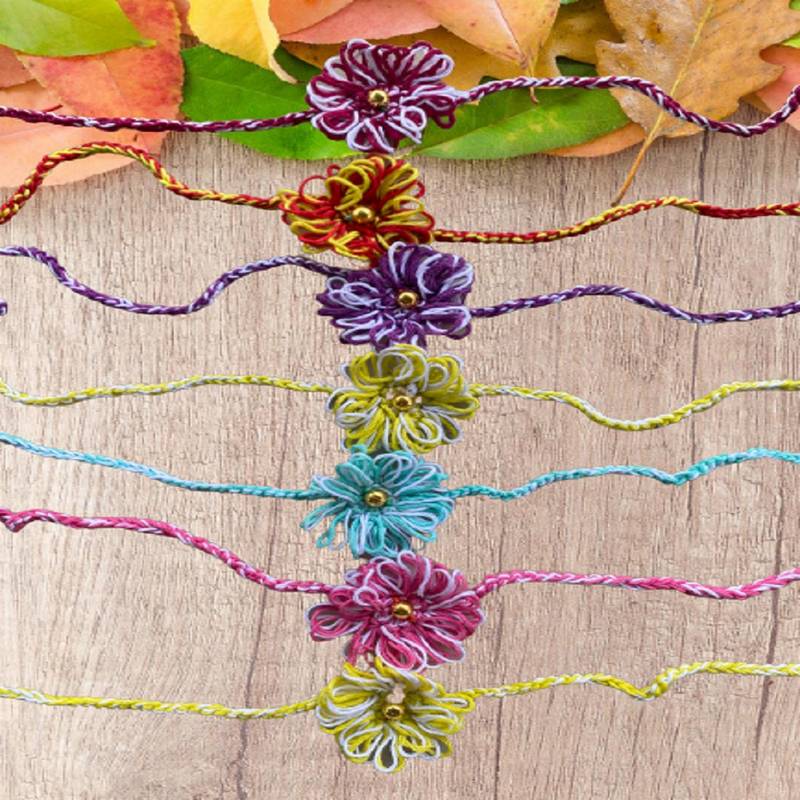 C-Knits Crochet handmade ecofriendly flower Kids Rakhi - Yellow (CTRI-45-001)