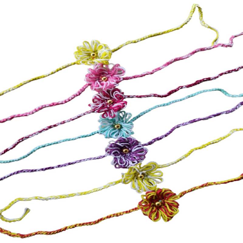 C-Knits Crochet handmade ecofriendly flower Kids Rakhi - Yellow (CTRI-45-001)