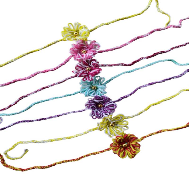 C-Knits Crochet handmade ecofriendly flower Kids Rakhi - Yellow (CTRI-45-001)