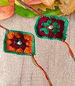 C-Knits Crochet handmade ecofriendly flower Kids Rakhi - orange