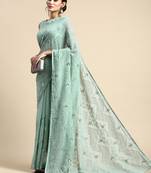 Vairagee Georgette Sequin Embroidered Pastel Green Saree