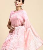 Vairagee Peach Soft Georgette Saree With Thread Embroidery & Blouse Banglory Silk