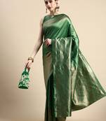 Vairagee Green Banarasi Weaving silk Saree & Blouse Banarasi silk