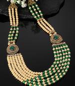 Sasha green multi-layered pearl jewelry necklace pearl men groom for wedding wear( dule ki mala)