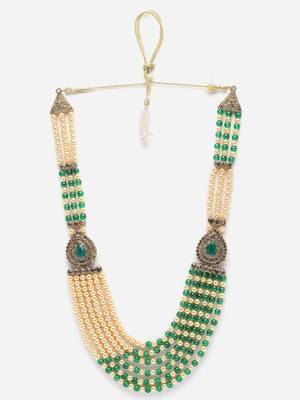 Sasha green multi-layered pearl jewelry necklace pearl men groom for wedding wear( dule ki mala) 3