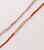 C-Knits crochet handmade rakhi with transparent beads with pom pom-orange