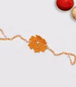 C-Knits Crochet handmade ecofriendly flower Kids Rakhi - Orange (CTRI-10-001)