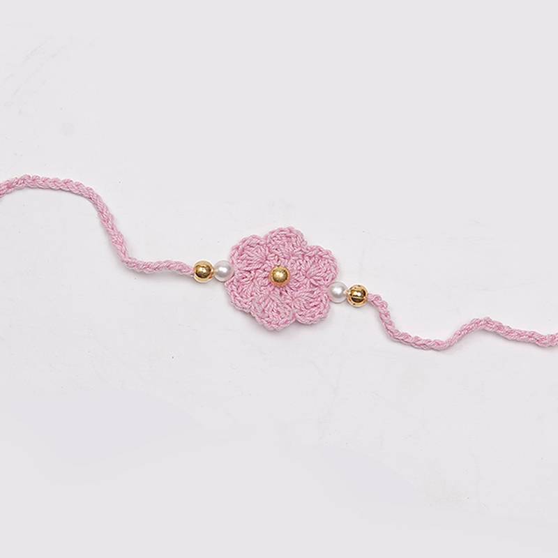 C-Knits Crochet handmade ecofriendly flower Kids Rakhi - Purple