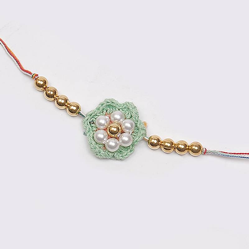 C-Knits Crochet handmade ecofriendly flower Kids Rakhi - orange