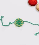 C-Knits Crochet handmade ecofriendly flower Kids Rakhi - Green