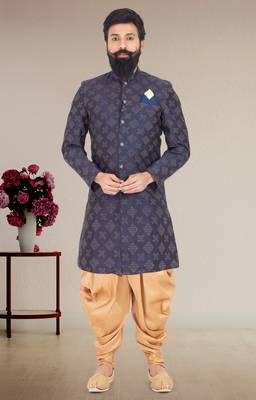 Blue embroidered Indowestern  1