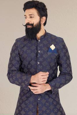 Blue embroidered Indowestern  2