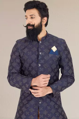 Blue embroidered Indowestern 