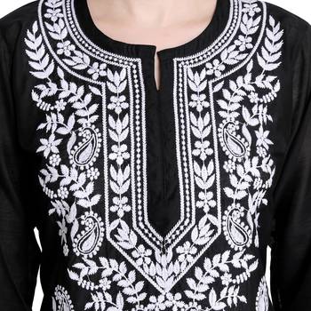 Lucknowi black chikan kurti and pant set 4