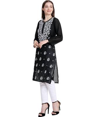 Lucknowi black chikan kurti and pant set 5