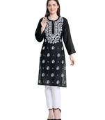 Lucknowi black chikan kurti and pant set