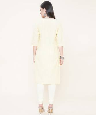 Anushil cotton dobby woven design sweetheart neck elbow sleeves knee length kurta for women's and girl's 3