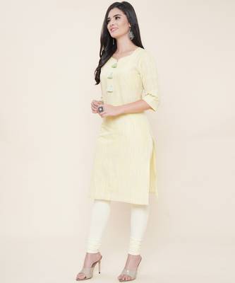 Anushil cotton dobby woven design sweetheart neck elbow sleeves knee length kurta for women's and girl's 4