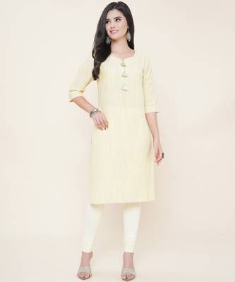Anushil cotton dobby woven design sweetheart neck elbow sleeves knee length kurta for women's and girl's 5