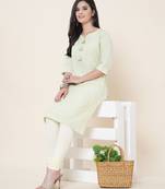 Anushil cotton dobby woven design sweetheart neck elbow sleeves knee length kurta for women's and girl's