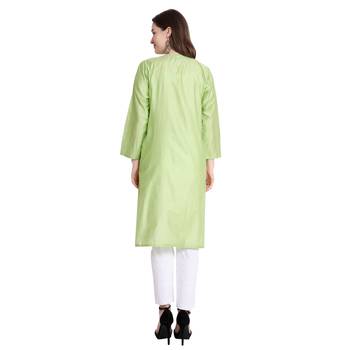 Lucknowi green chikan kurti and pant set 2