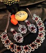 9blings burgundy frost: maroon and white stone studded choker jewelry set