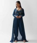 Teal blue georgette jumpsuit