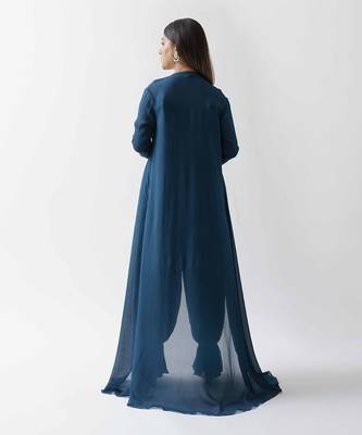 Teal blue georgette jumpsuit 3