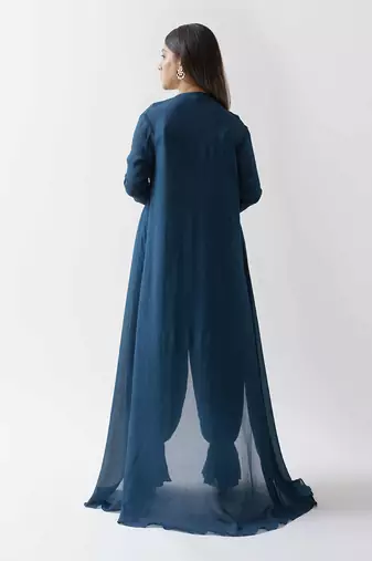Teal blue georgette jumpsuit