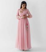 Blush pink satin silk and georgette crepe dress