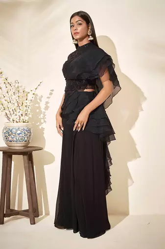 Black flared pant set