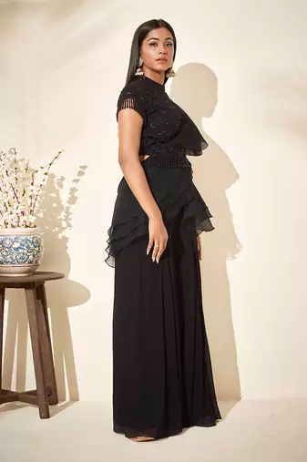 Black flared pant set