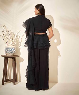 Black flared pant set 4