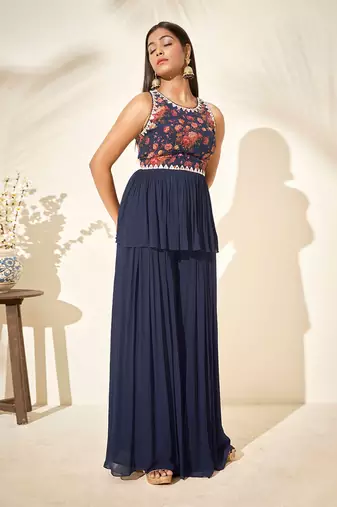 Navy flared pant set