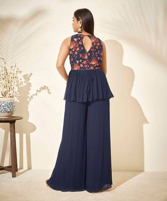Navy flared pant set 4
