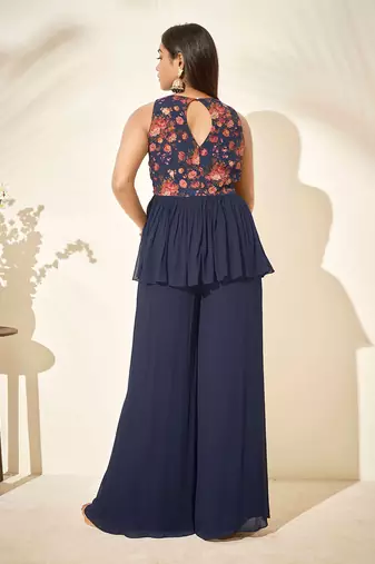 Navy flared pant set