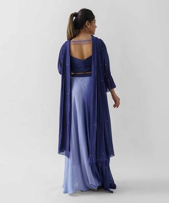 Purple and lilac georgette crepe drape skirt set 5