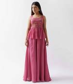Pink georgette flared pant set