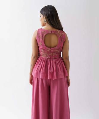 Pink georgette flared pant set 3