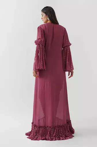 Mauve georgette crepe jacket set