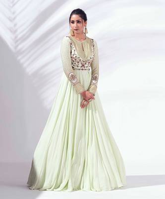 Mint green georgette gown 2